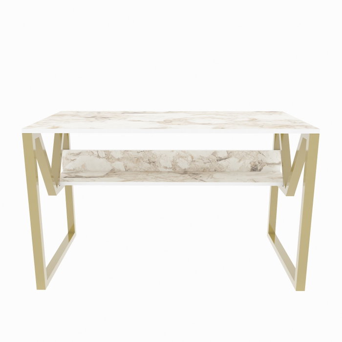 Hanah Home Lona Escritorio de Estudio Blanco y Dorado